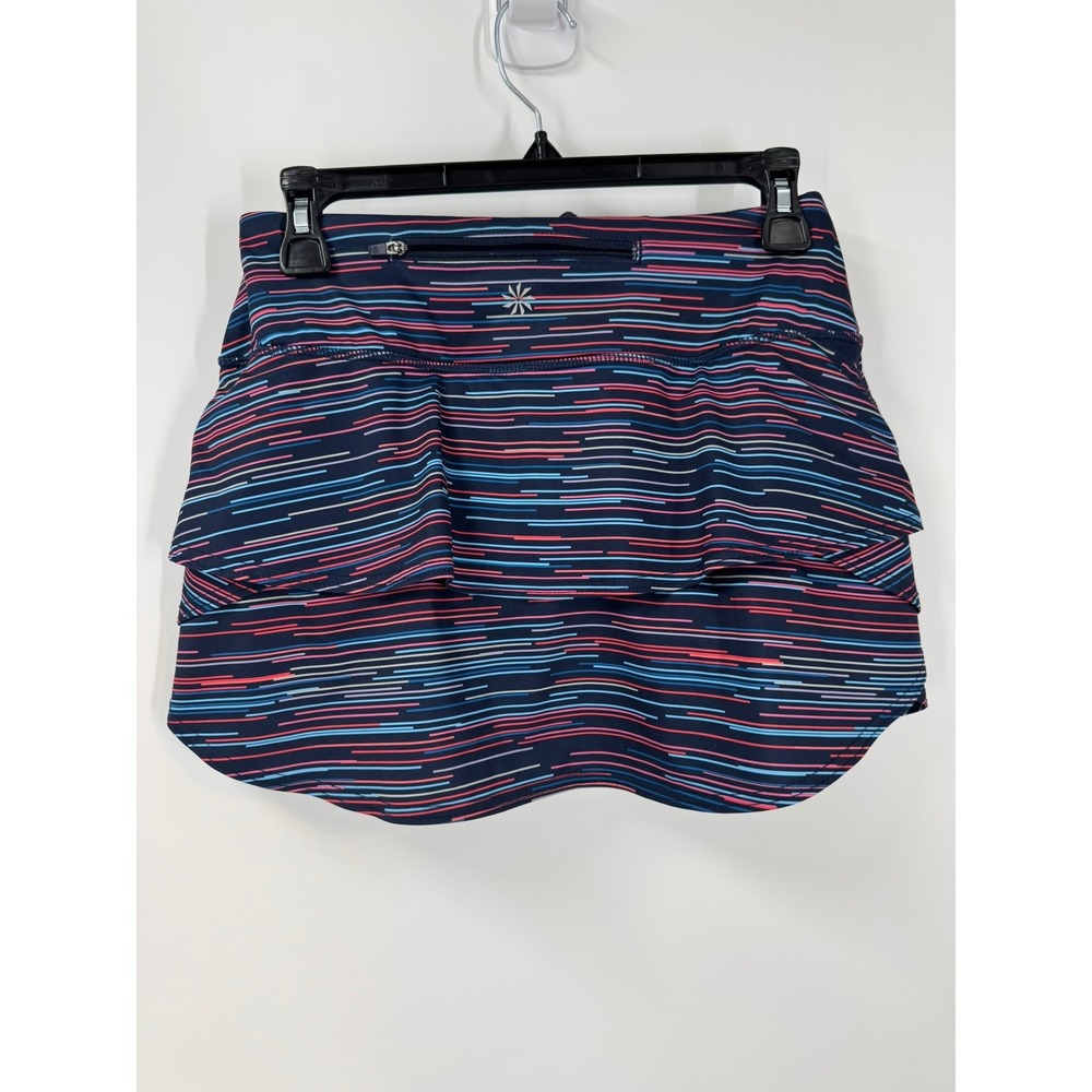 Athleta Women's Striped Athletic Spacedye Swagger Skort XS Navy Pink Blue Coral - Picture 1 of 7